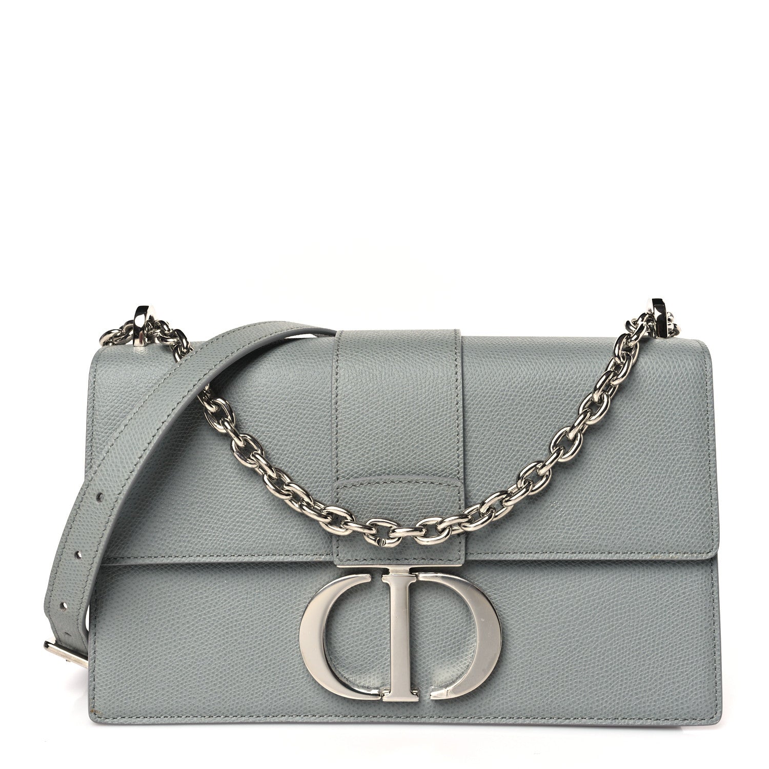 Christian Dior Grained Calfskin 30 Montaigne Chain Flap Bag Grey 1 of 10