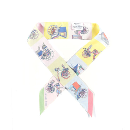 Hermes Silk Les Voitures Exquises Twilly Rose Pale Jaune Pale 1 of 4