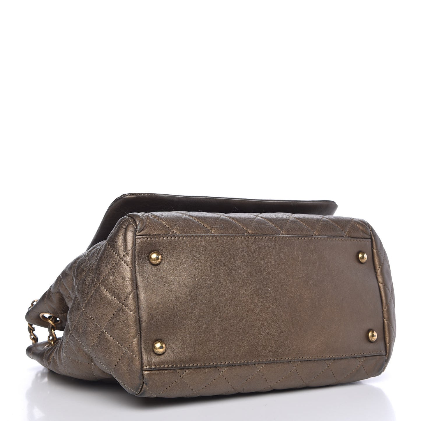 Metallic Calfskin Quilted Istanbul Accordion Flap Gold