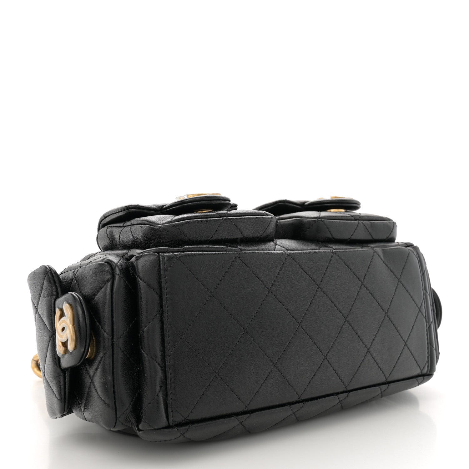 Chanel Shiny Lambskin Quilted Trendy Pockets Hobo Black 4 of 11