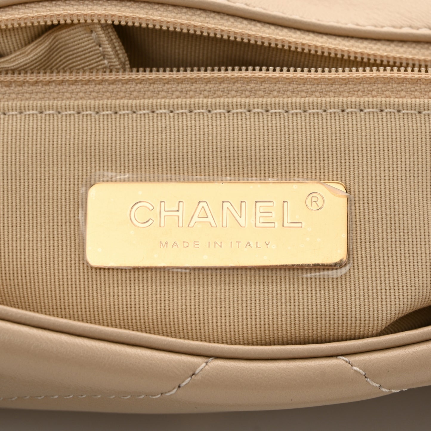Lambskin Quilted Medium Chanel 19 Flap Beige