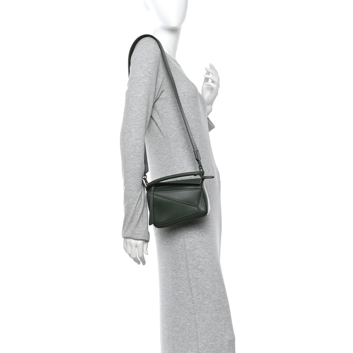 Satin Calfskin Mini Puzzle Bag Vintage Khaki