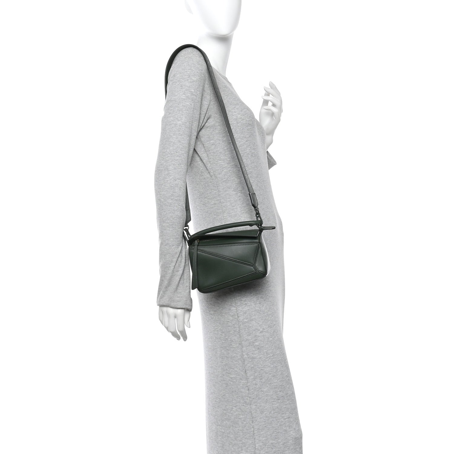 Loewe Satin Calfskin Mini Puzzle Bag Vintage Khaki 2 of 13