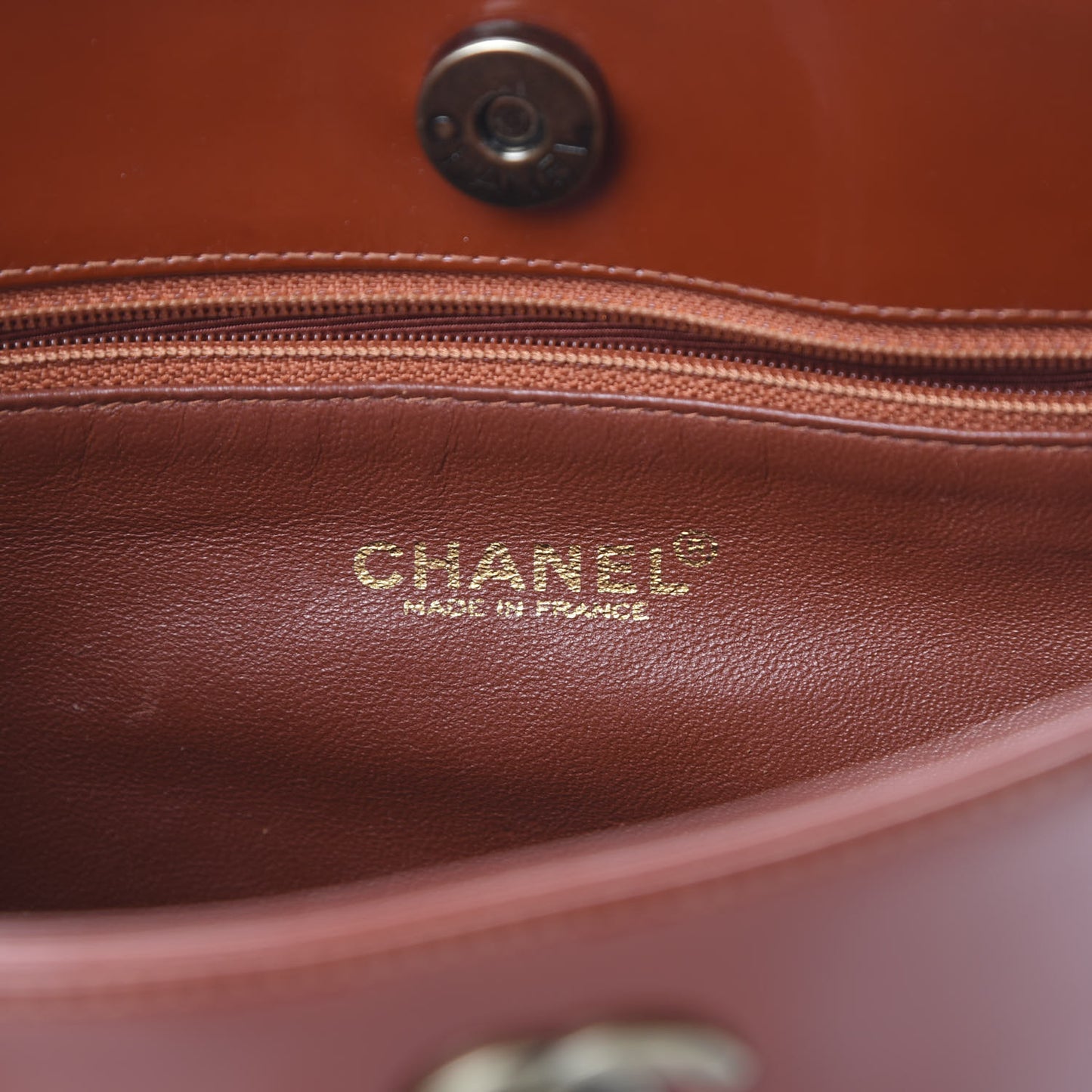 Patent Bijoux Chain Shoulder Bag Rust Red