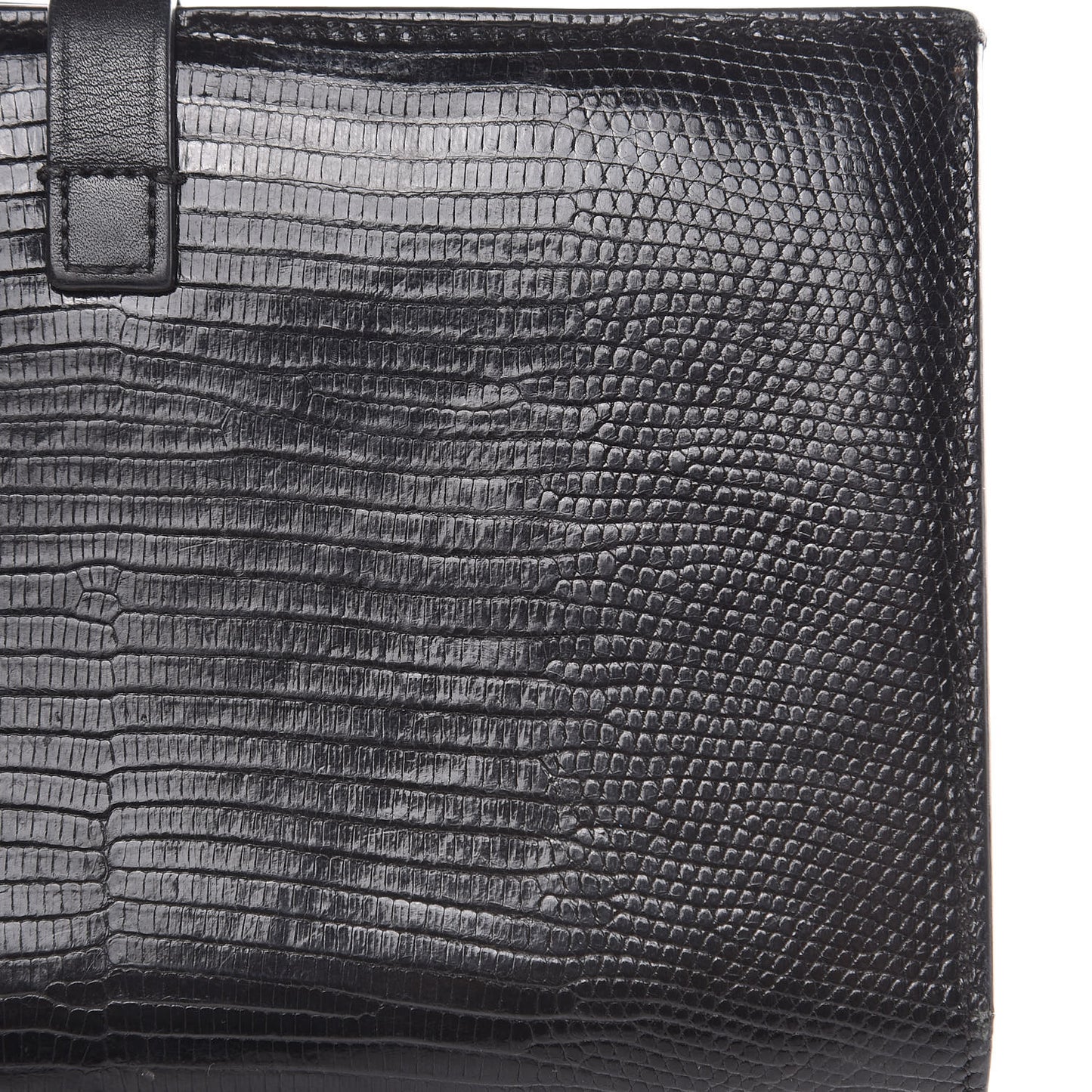 Lizard Calfskin Large Multifunction Strap Wallet Black
