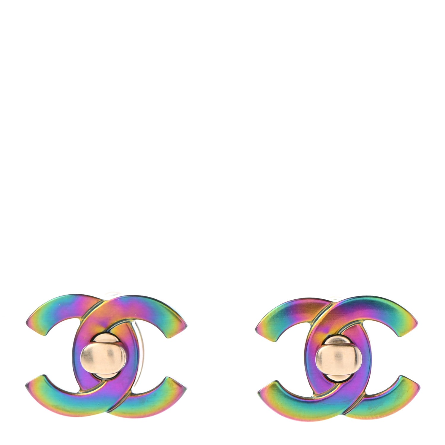 Chanel Metal CC Turnlock Interchangeable Earrings Gold 2 of 9