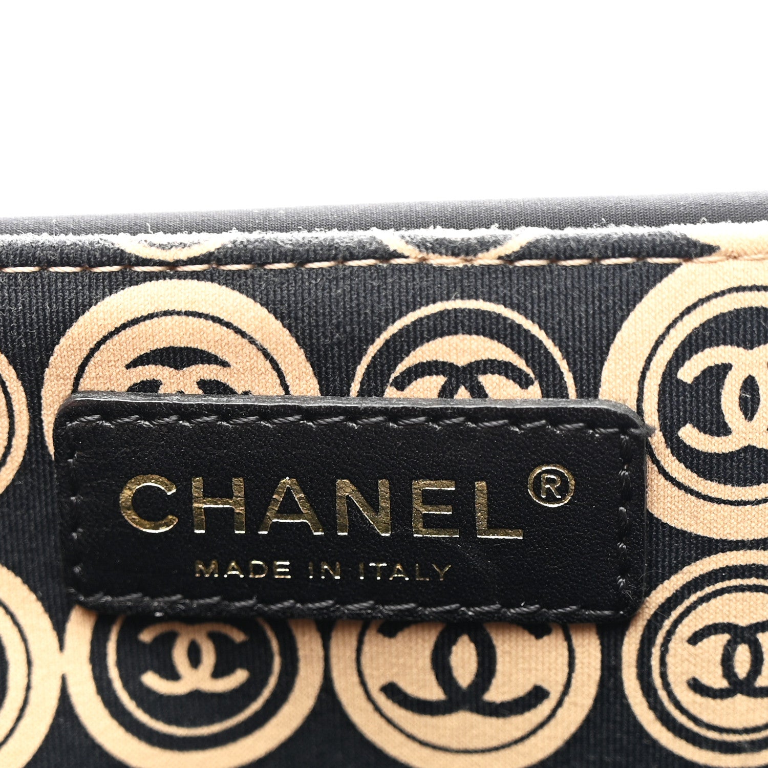 CHANEL 世界の切手ビンテージ Chanel Jersey Calfskin Printed Large Frame Handle Bag Beige Black