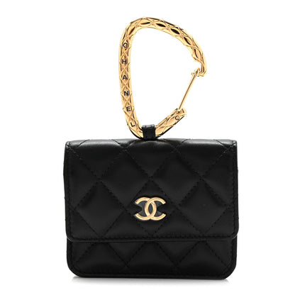 Chanel Lambskin Quilted CC Hook Card Holder Black 1 of 9