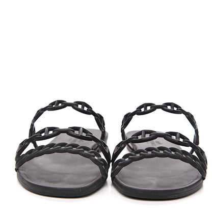 Hermes Rubber Chaine d'Ancre Rivage Sandals 37 Black 2 of 10