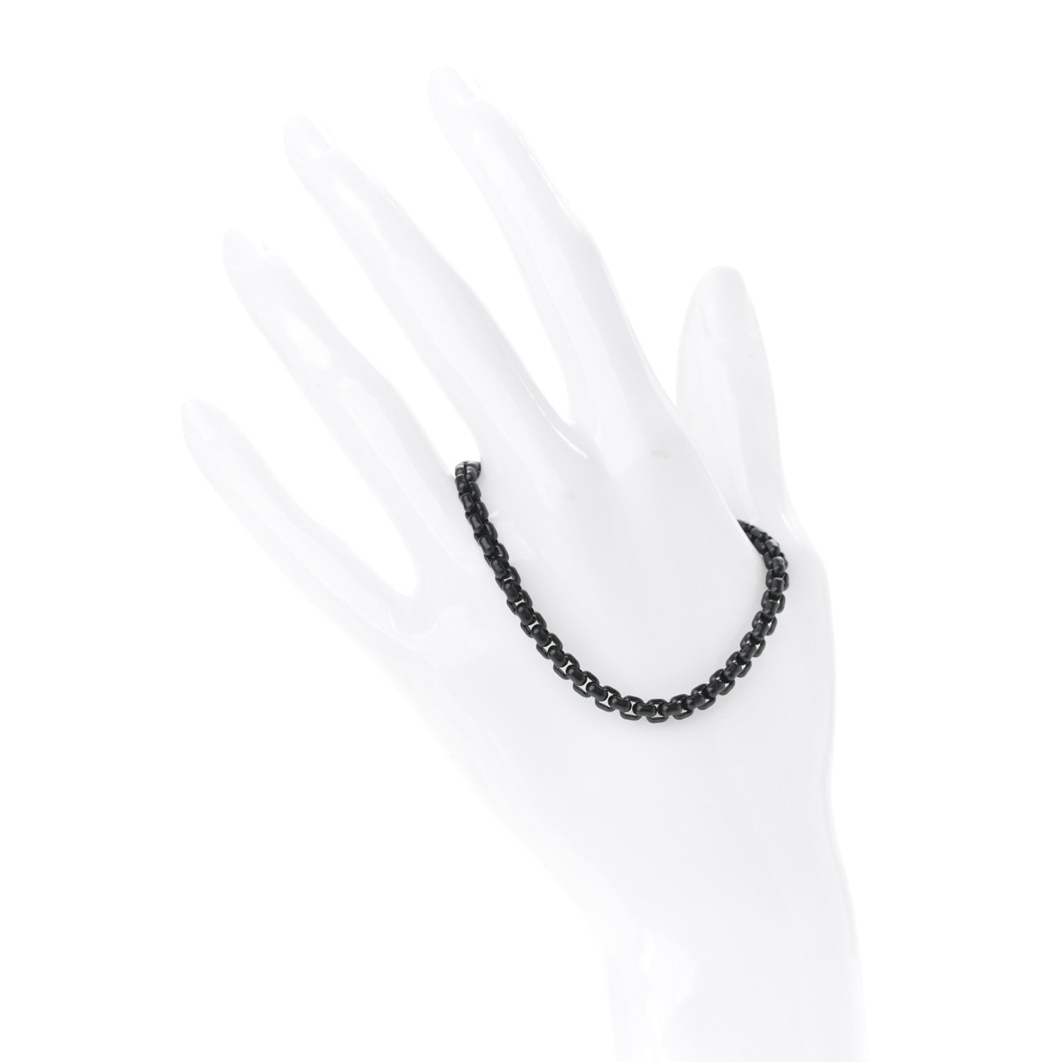 David Yurman Stainless Steel 14K Yellow Gold Acrylic Bel Aire 4mm Chain Bracelet Black M 2 of 4