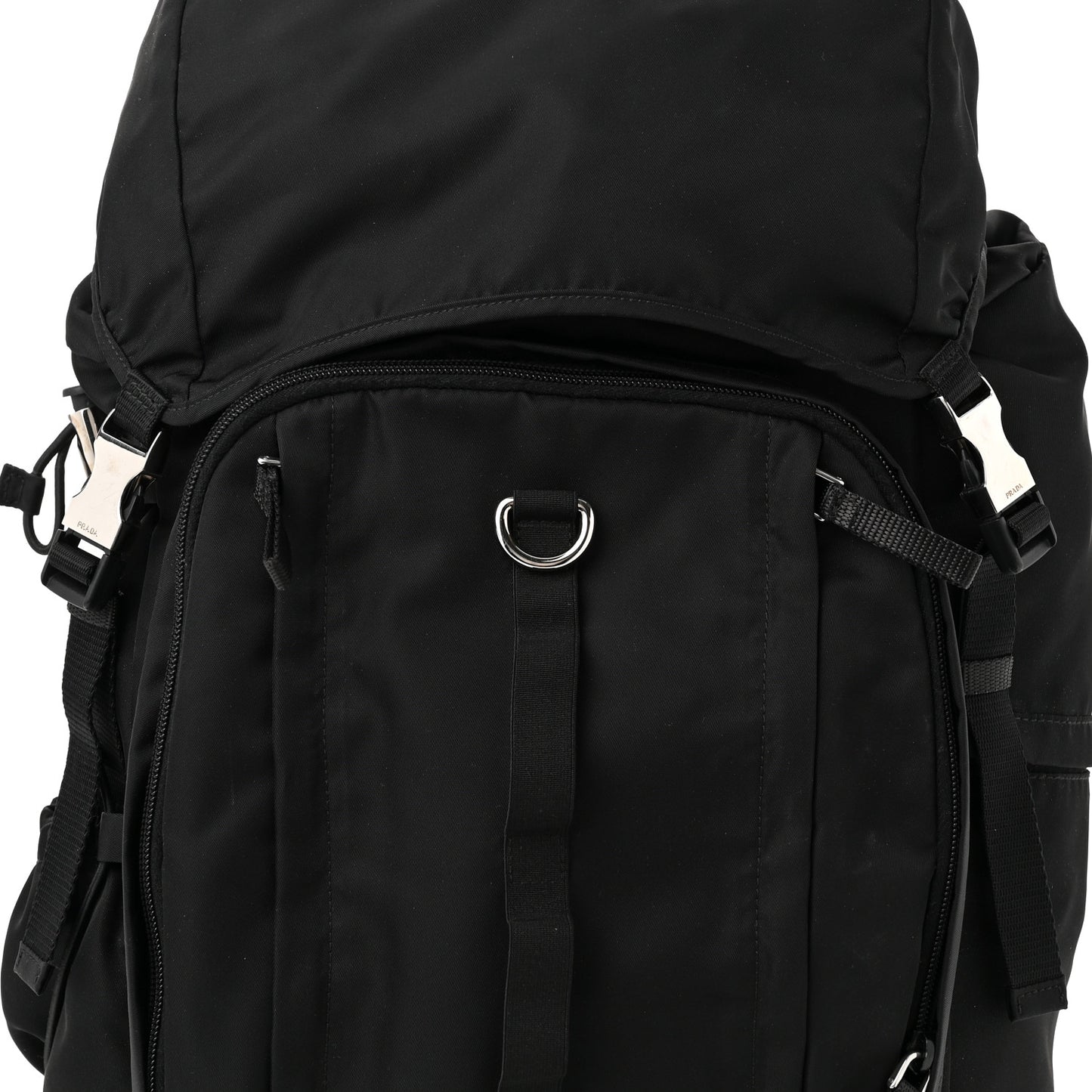 Tessuto Nylon Montagna Double Buckle Backpack Black