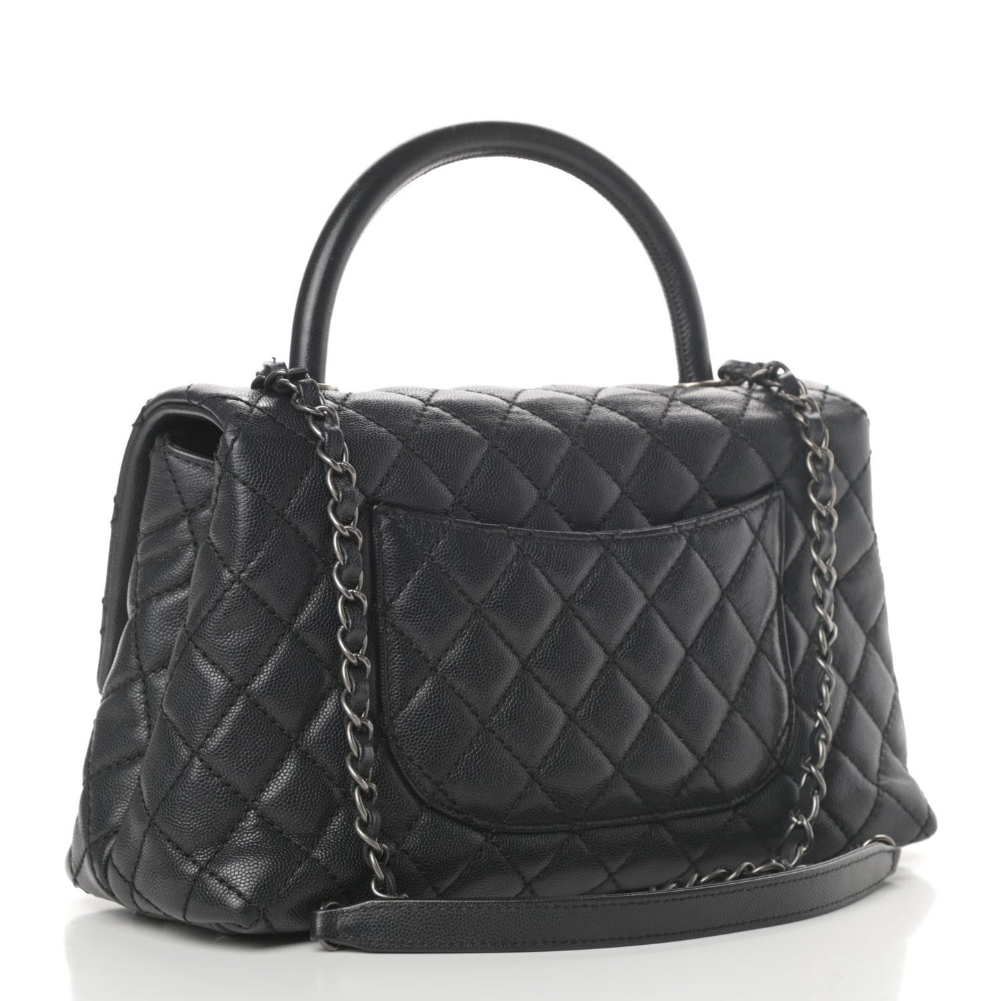 Caviar Quilted Small Coco Handle Flap Black