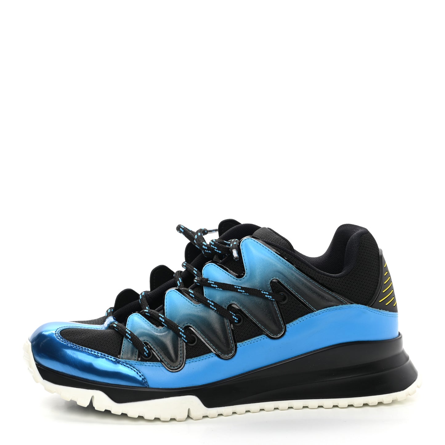 Calfskin Mens Zig Zag Sneakers 7 Black Blue