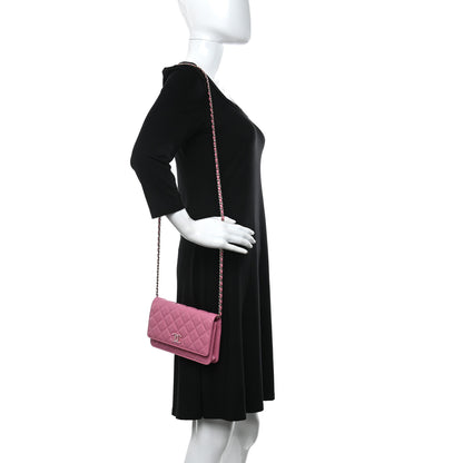 Chanel Caviar Quilted Glass Wallet On Chain WOC Pink 2 of 12