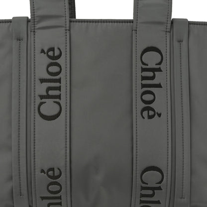 Chloe Recycled Nylon Medium Woody Ribbon Tote Elephant Grey 7 of 9