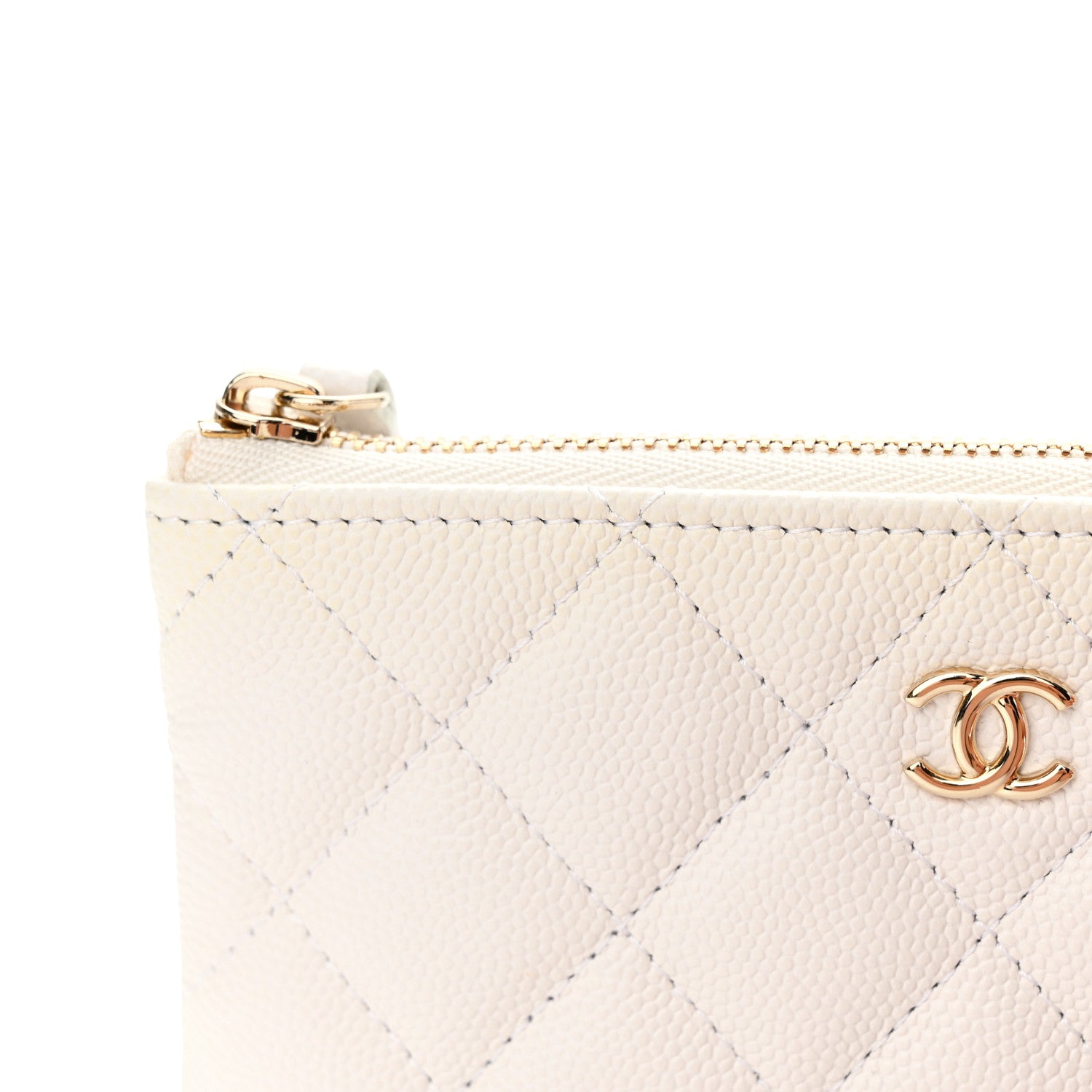 Chanel Caviar Quilted Small Cosmetic Case White 11 of 12