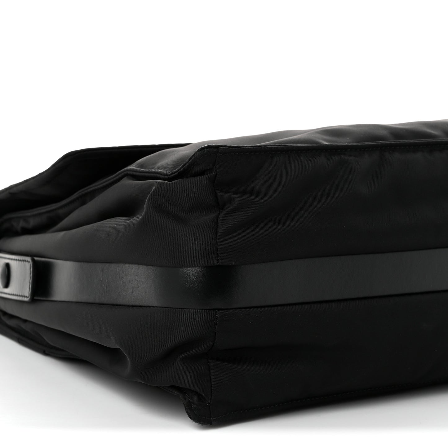 Re-Nylon Vitello Padded Large Flap Shoulder Bag Black