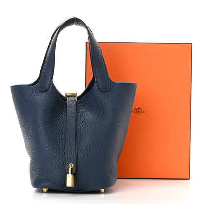 Hermes Taurillon Clemence Picotin Lock 18 PM Bleu De Prusse 10 of 10