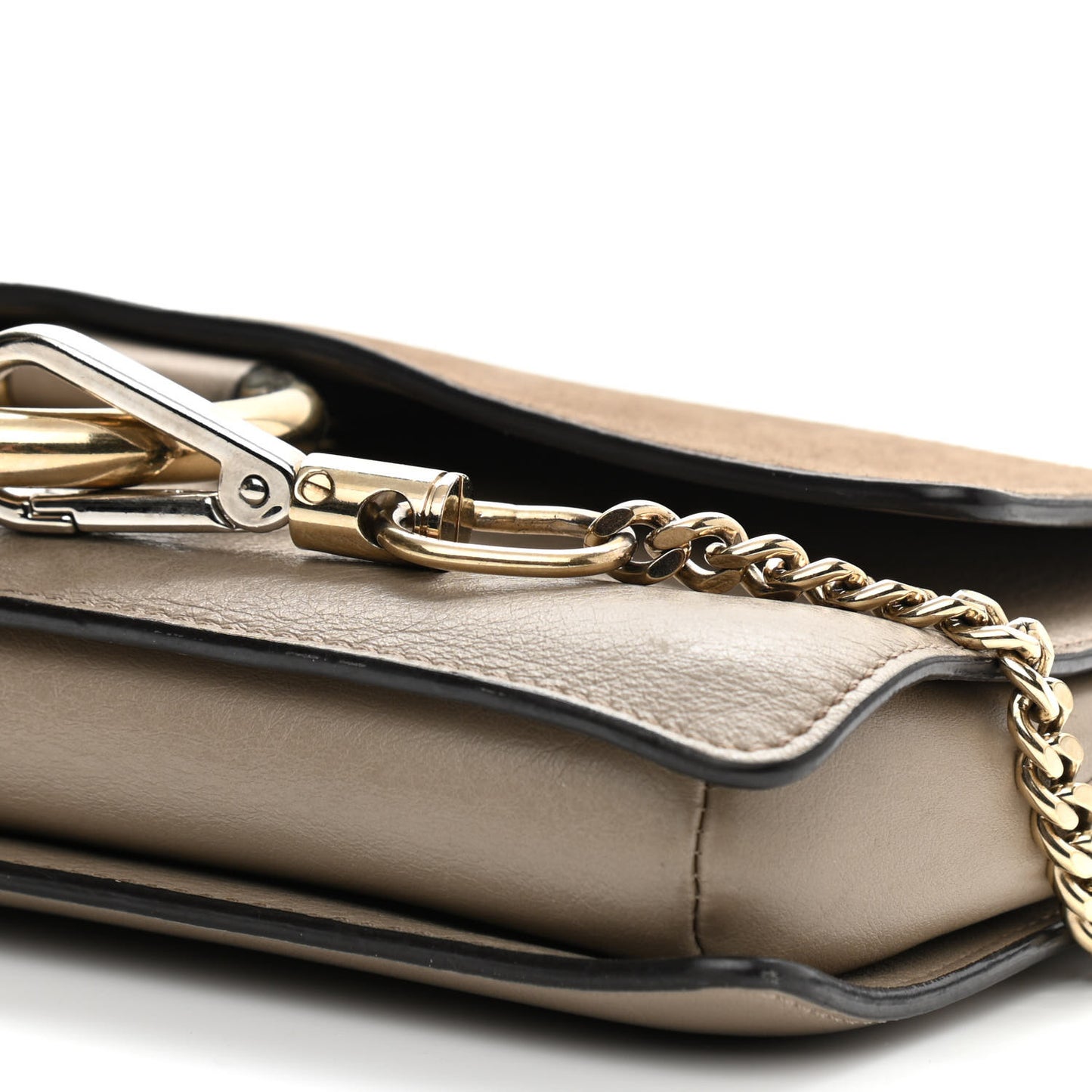 Suede Calfskin Small Faye Shoulder Bag Motty Grey