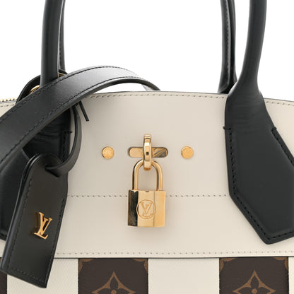 Louis Vuitton Calfskin Monogram Damier Tressage City Steamer MM Creme 7 of 10