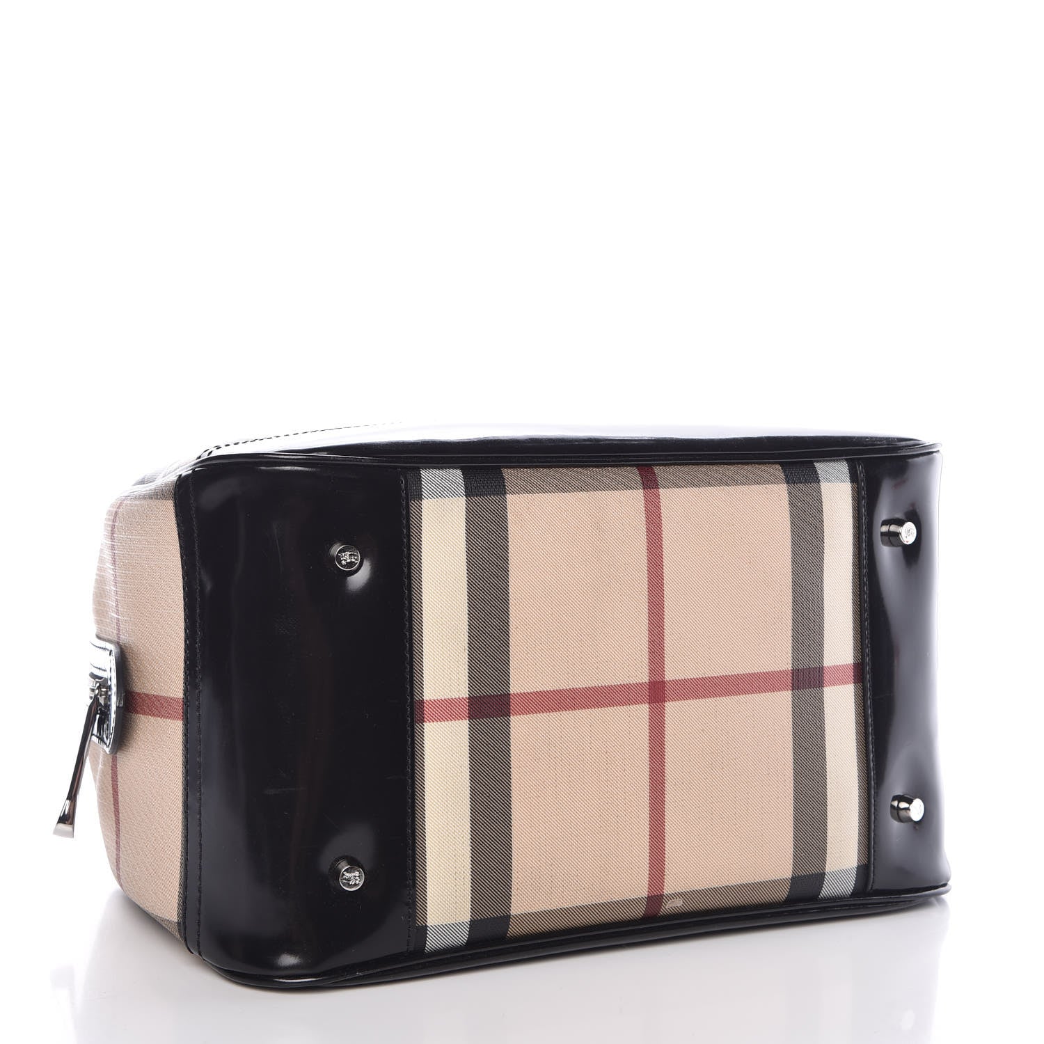 Burberry Supernova Check Patent Bowling Bag Black 4 of 17