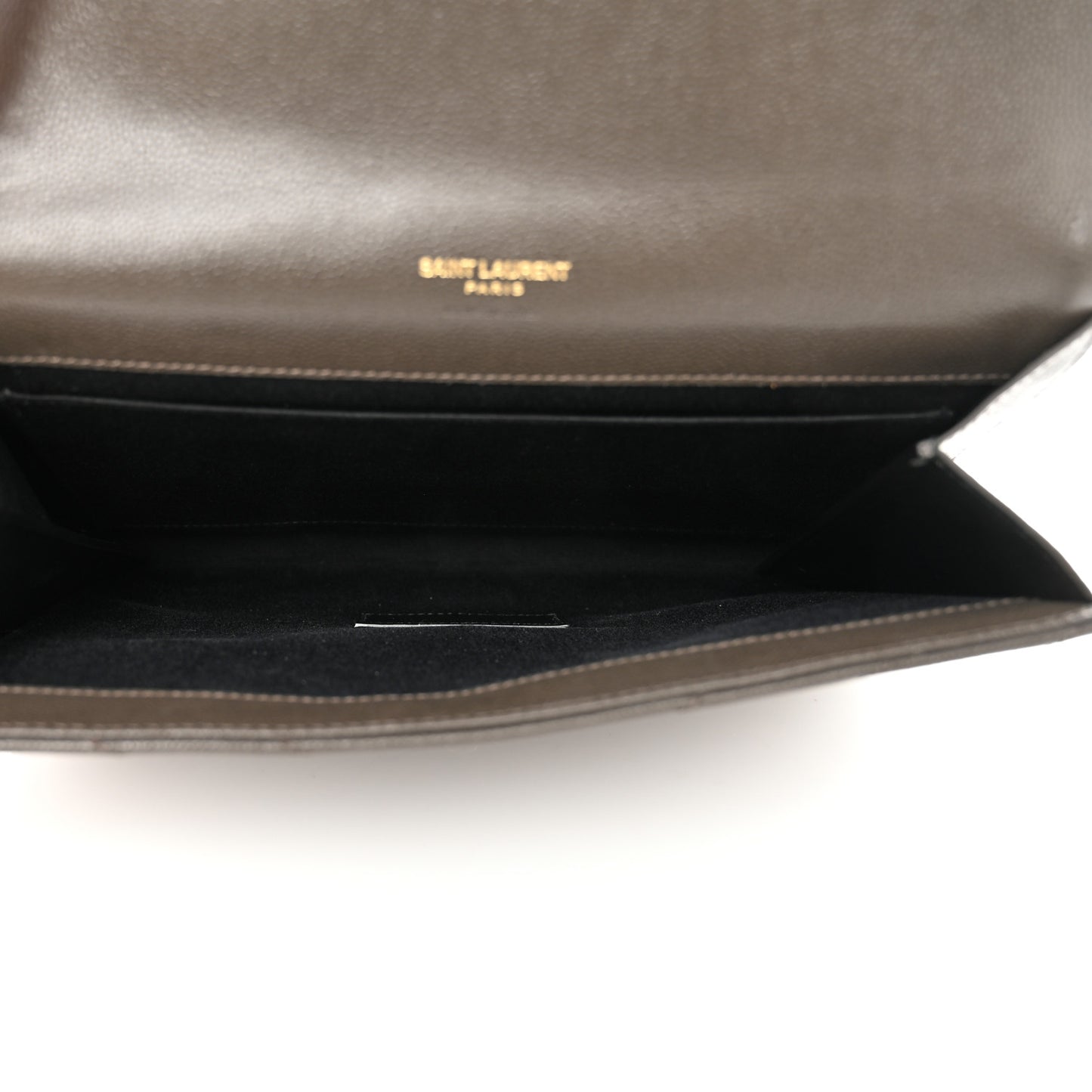 Grain De Poudre Matelasse Chevron Monogram Envelope Clutch Earth