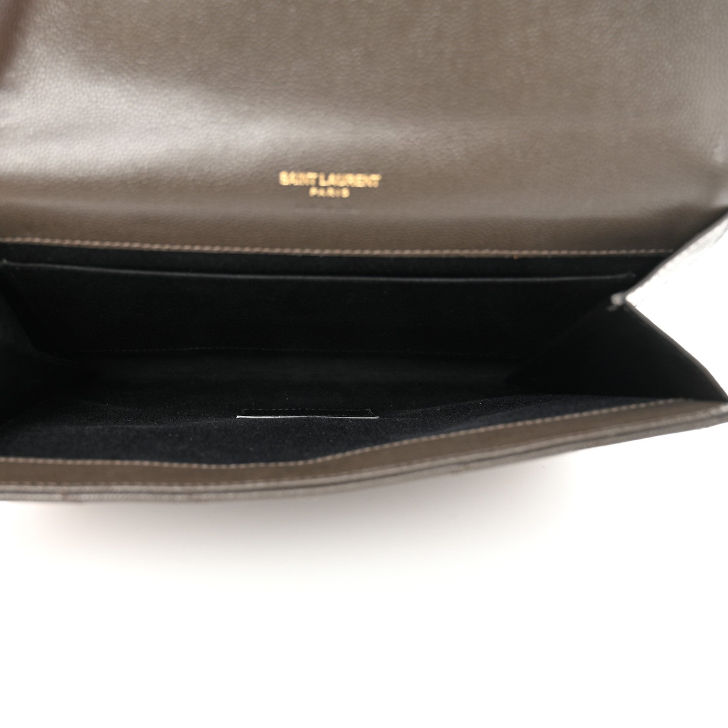 Saint Laurent Grain De Poudre Matelasse Chevron Monogram Envelope Clutch Earth 5 of 7