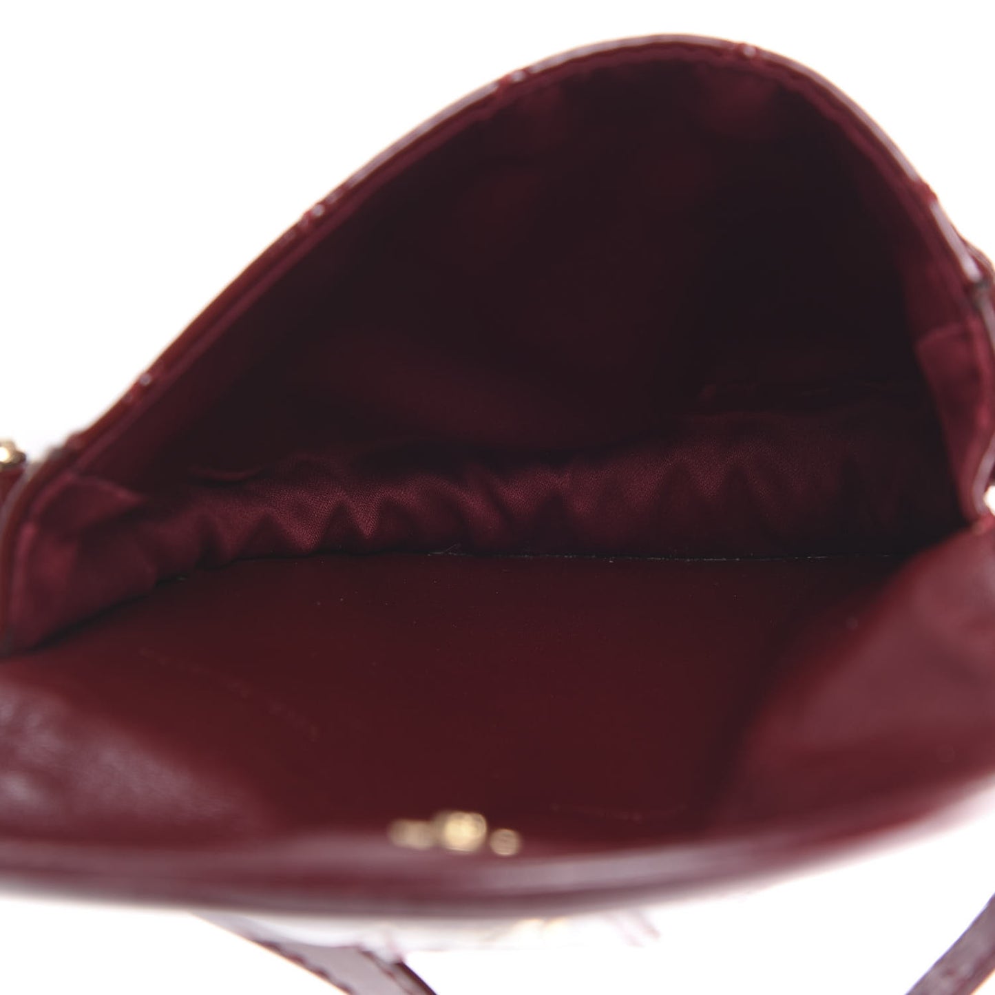 Patent Calfskin Quilted Mini Crossbody Bag Dark Red