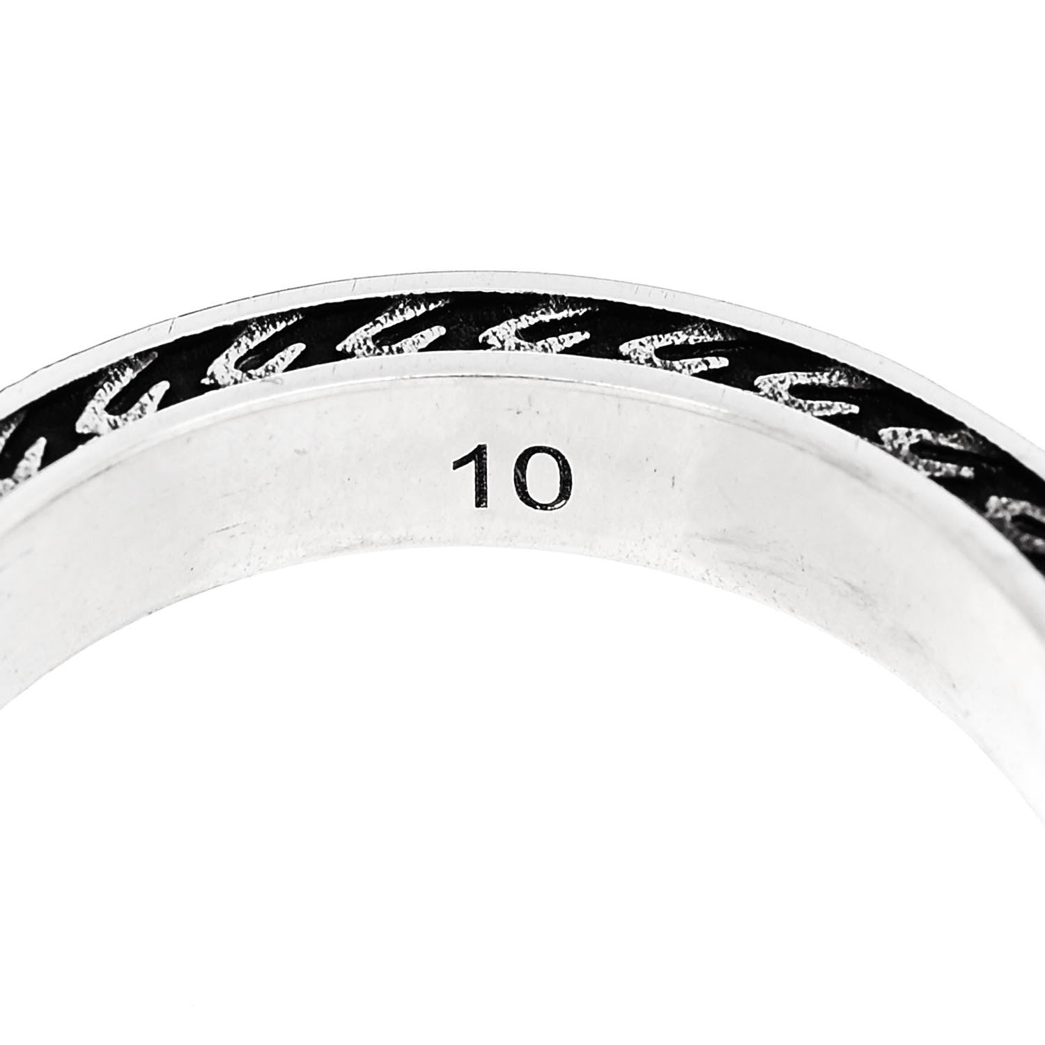 Gucci Sterling Silver Enamel Interlocking G Band Ring 50 5.25 6 of 7