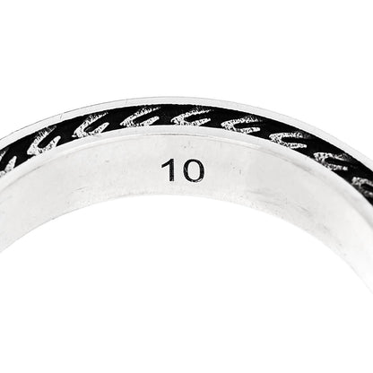 Gucci Sterling Silver Enamel Interlocking G Band Ring 50 5.25 6 of 7