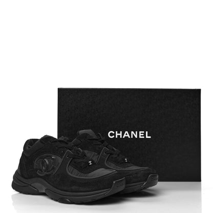 Chanel Fabric Calfskin Suede CC Sneakers 38 Black 8 of 8