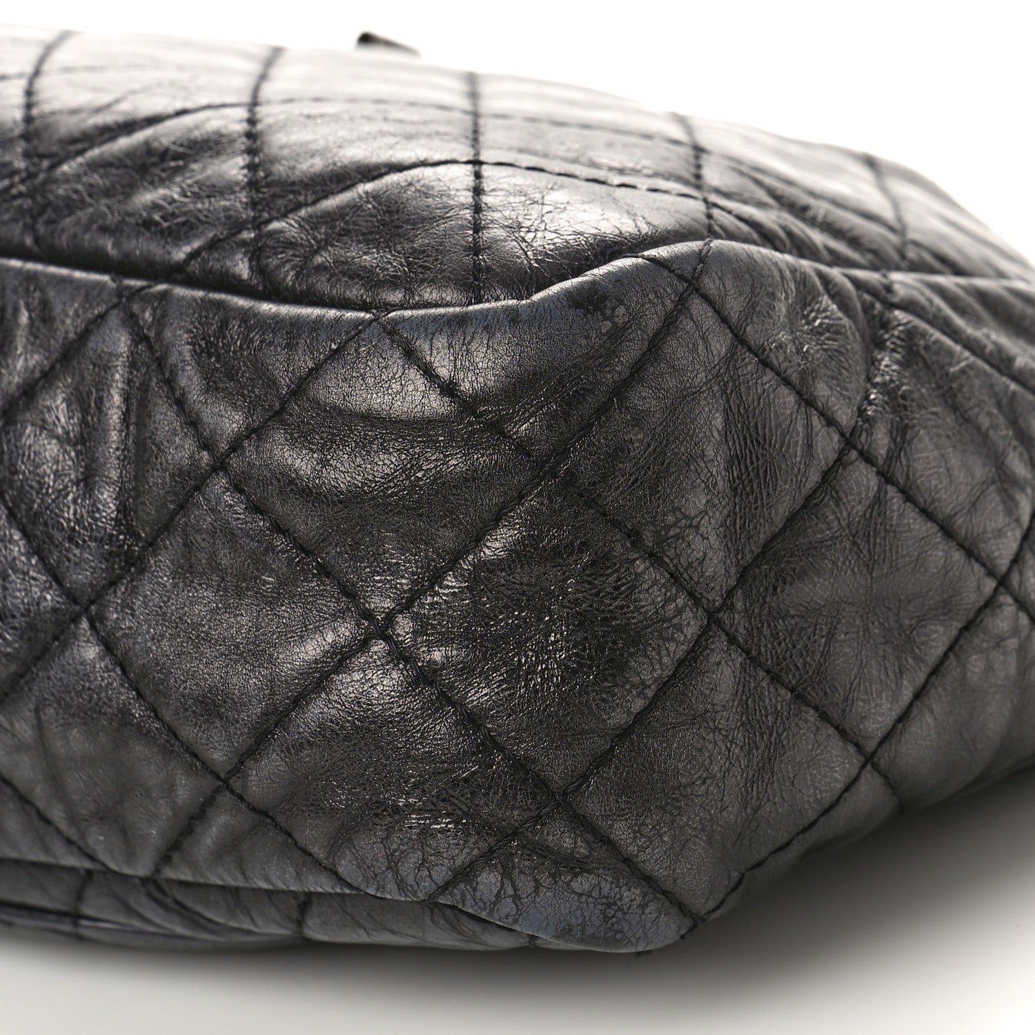 Chanel Metallic Aged Calfskin Quilted Large Reissue Camera Case Black 10 of 13