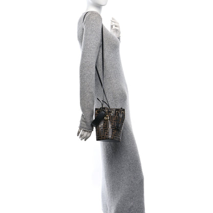 Fendi Vitello Liberty F is Fendi Bi-Color FF 1974 Embossed Mini Mon Tresor Bucket Bag Maya Black 2 of 11