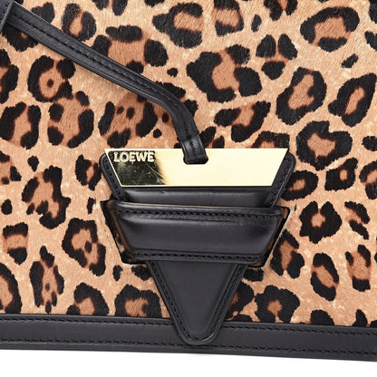 Loewe Calfskin Pony Hair Leopard Print Medium Barcelona Shoulder Bag Black 9 of 9
