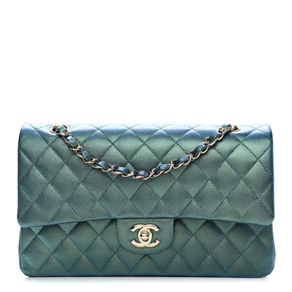 Chanel Iridescent Caviar Quilted Medium Double Flap Green 1 of 9
