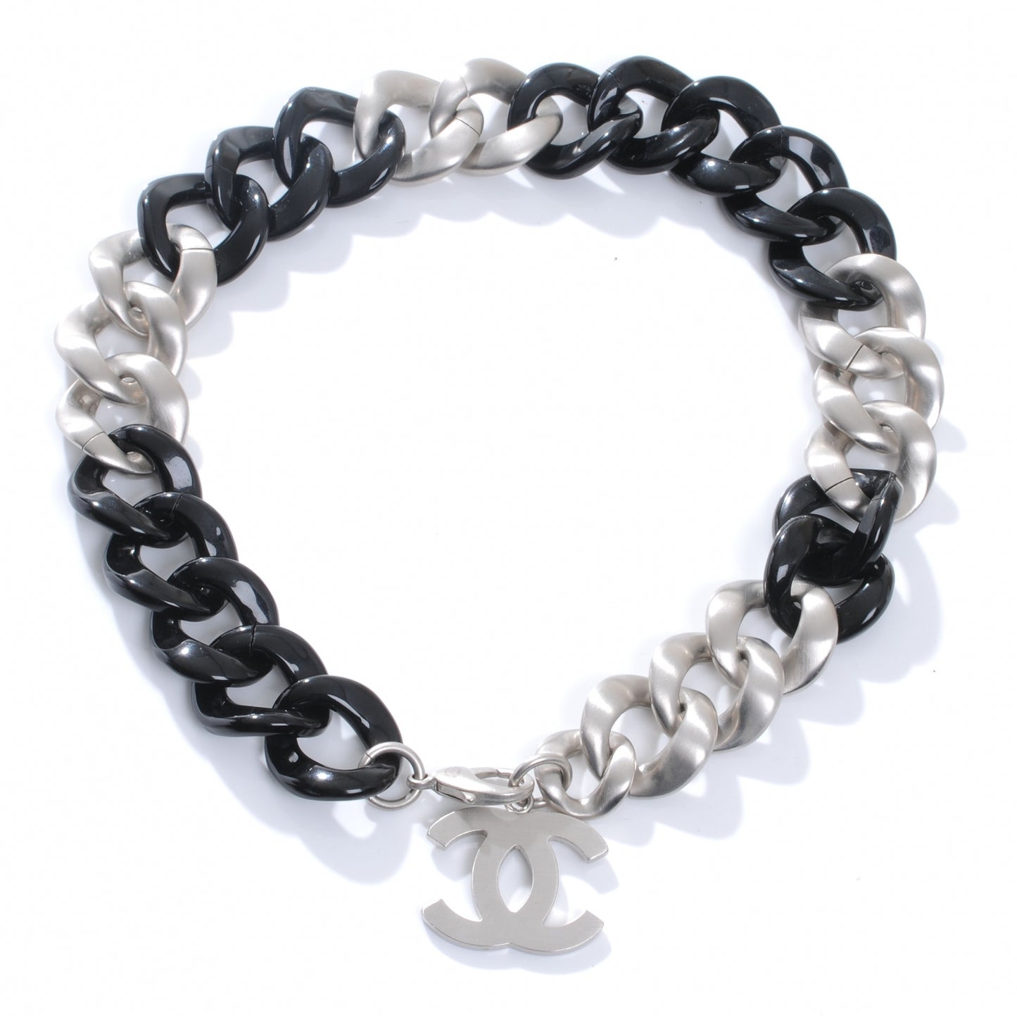 Metal and Resin CC Choker Necklace Black Silver