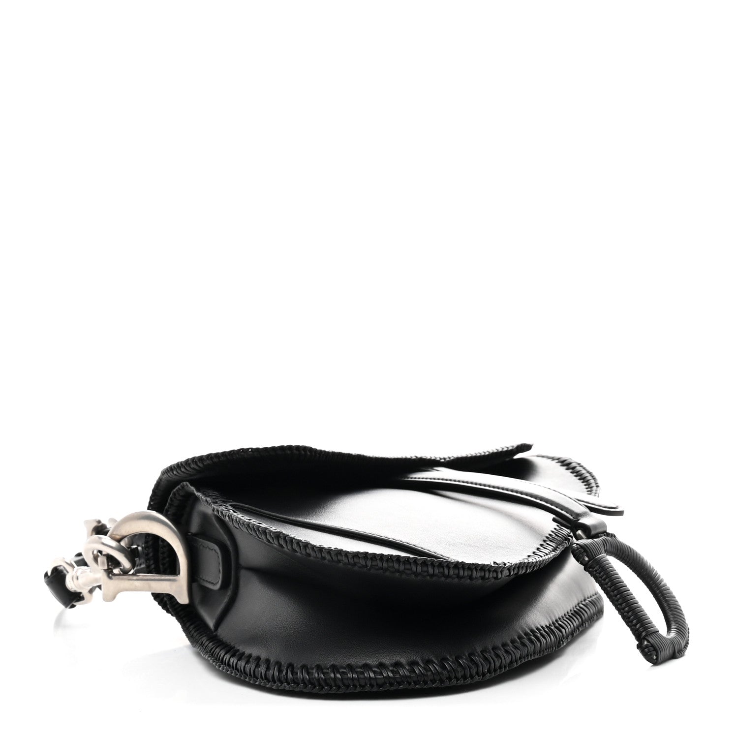 Christian Dior Smooth Calfskin Braided Saddle Bag With Strap Black 4 of 10