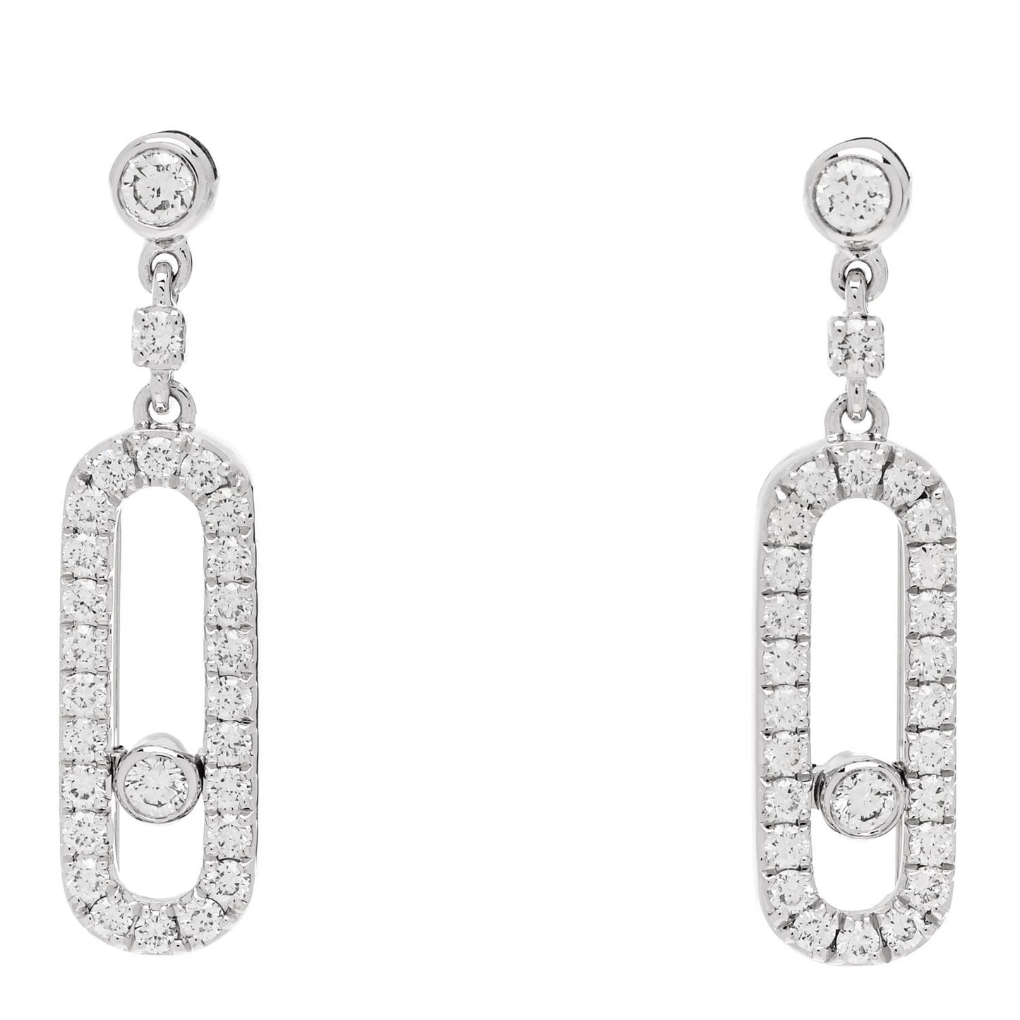 18K White Gold Diamond Move Uno Drop Earrings