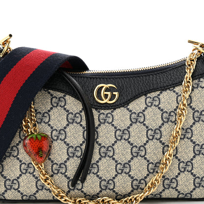 Gucci GG Supreme Monogram Textured Dollar Calfskin Web Small Ophidia GG Handbag Beige Blue 8 of 10