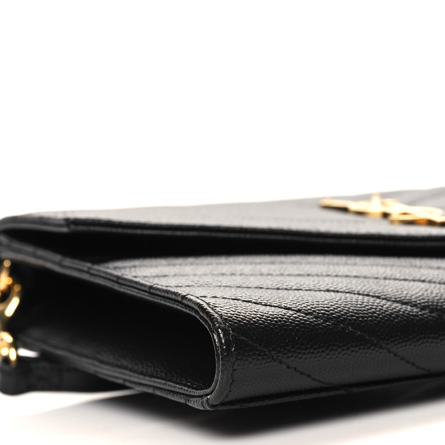 Grain De Poudre Matelasse Chevron Monogram Envelope Clutch Black