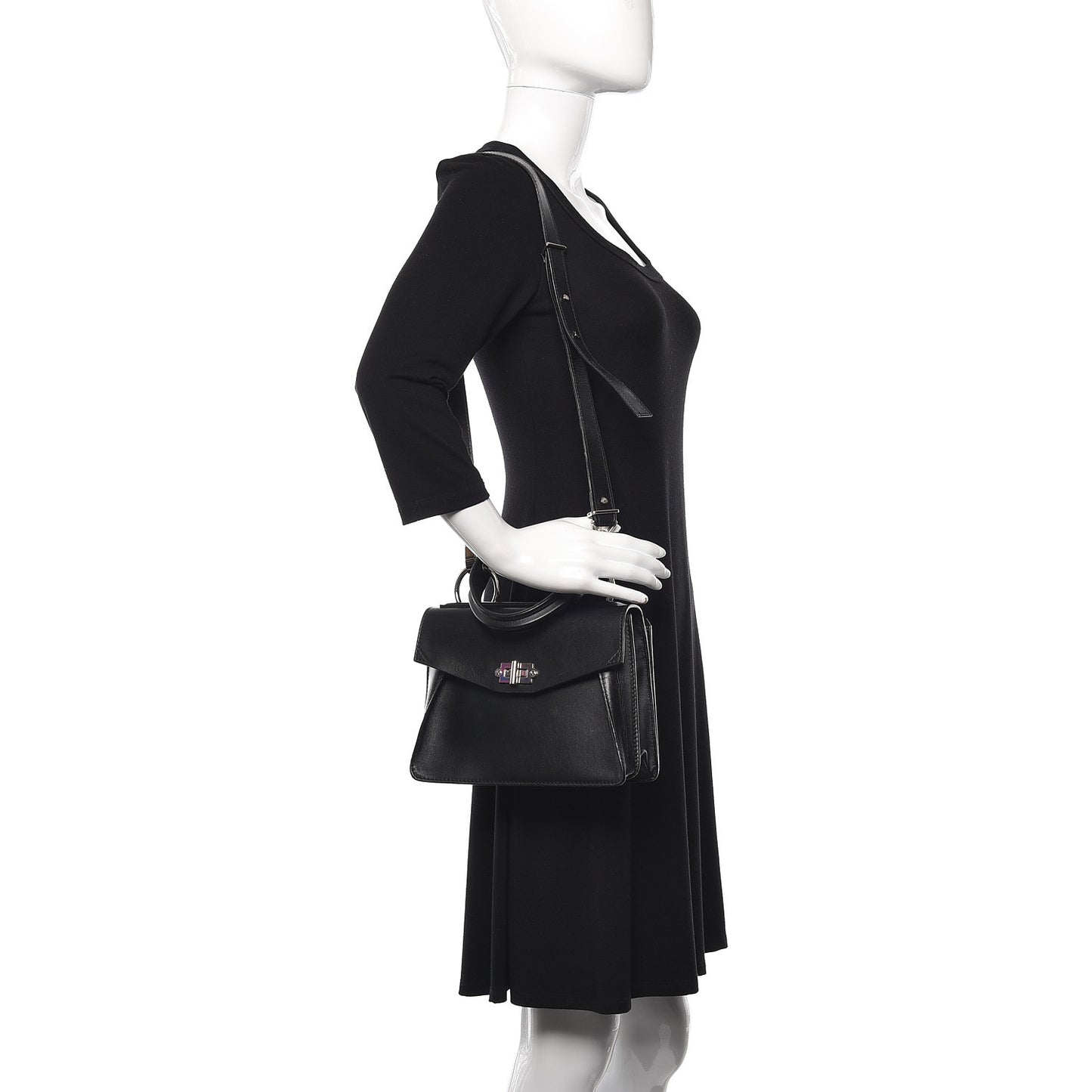 Calfskin Small Hava Top Handle Bag Black
