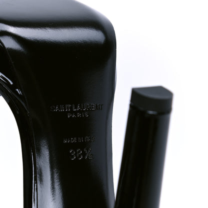 Saint Laurent Patent Calfskin Hall 105 Ankle Strap Platform Sandals 38.5 Black 5 of 5
