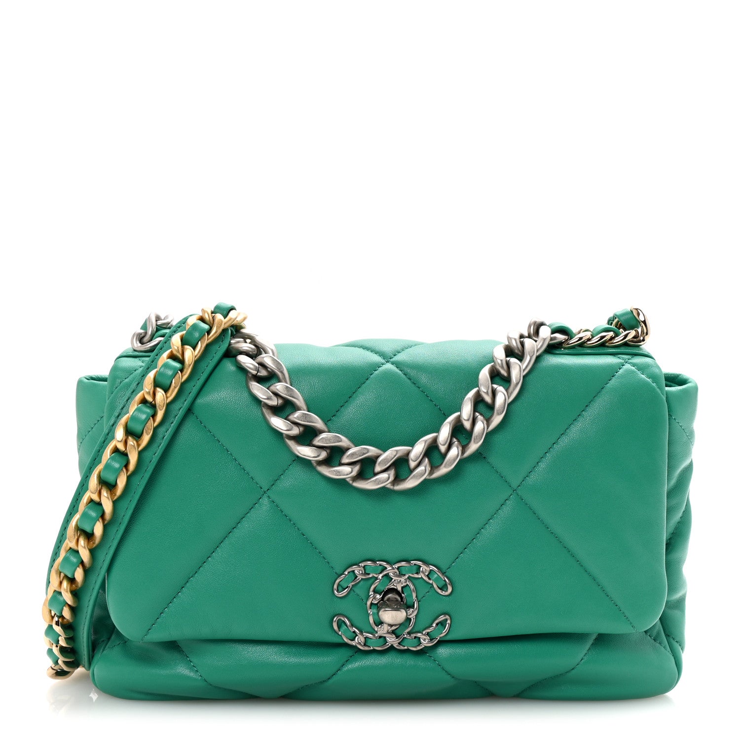 Chanel Lambskin Quilted Medium Chanel 19 Flap Green 1 of 10