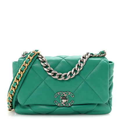 Chanel Lambskin Quilted Medium Chanel 19 Flap Green 1 of 10