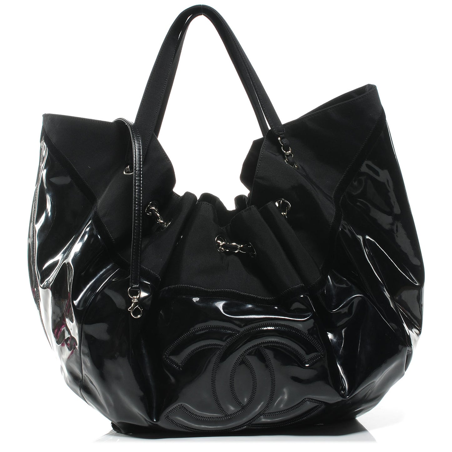 Vinyl Stretch Spirit Large Cabas Tote Black