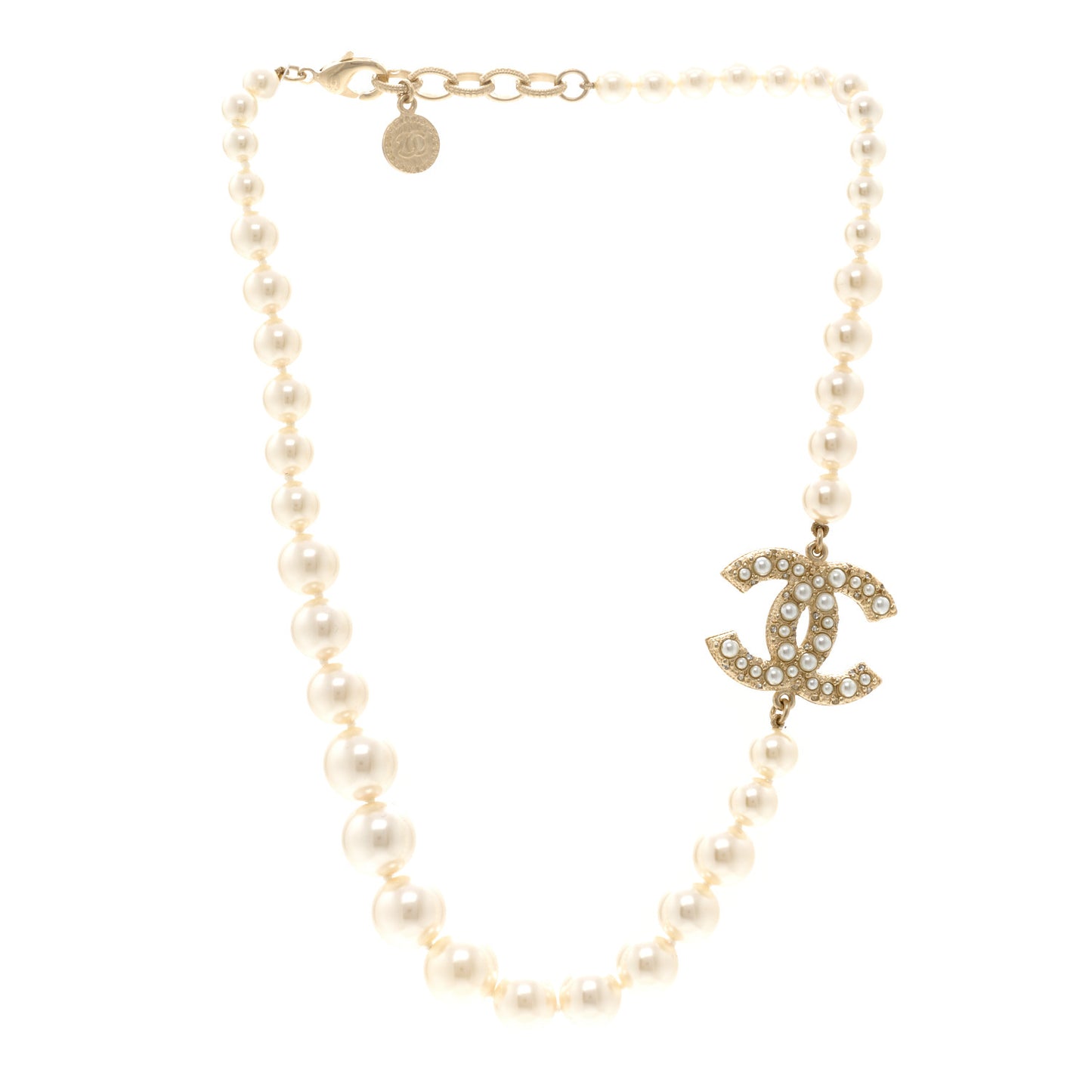 Pearl CC 100th Anniversary Necklace Light Gold