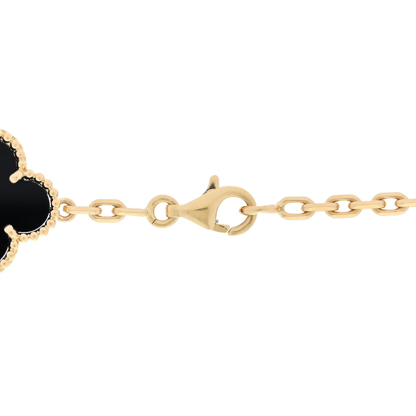 18K Yellow Gold Black Onyx 20 Motifs Vintage Alhambra Necklace