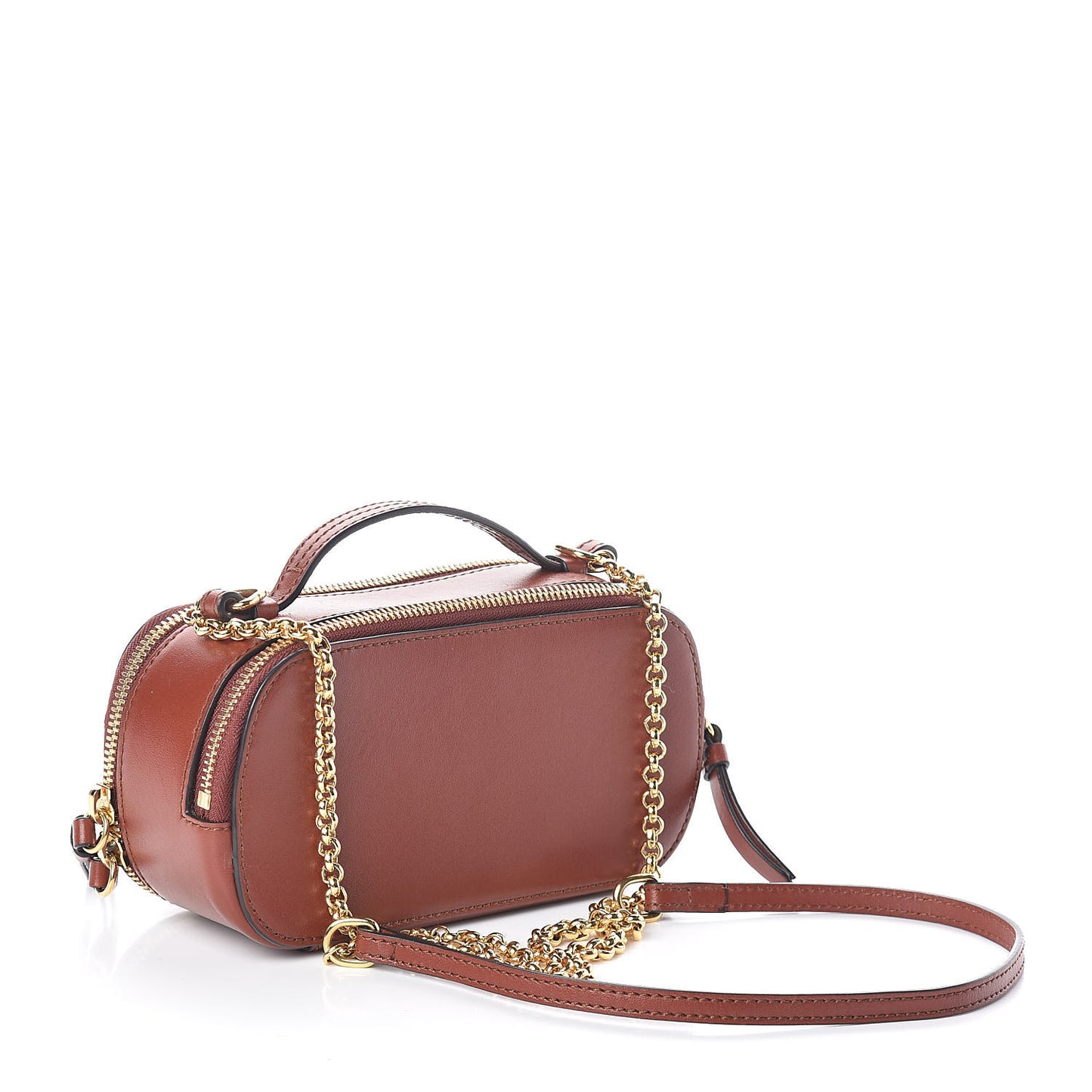 Shiny Calfskin Mini Vanity C Bag Sepia Brown