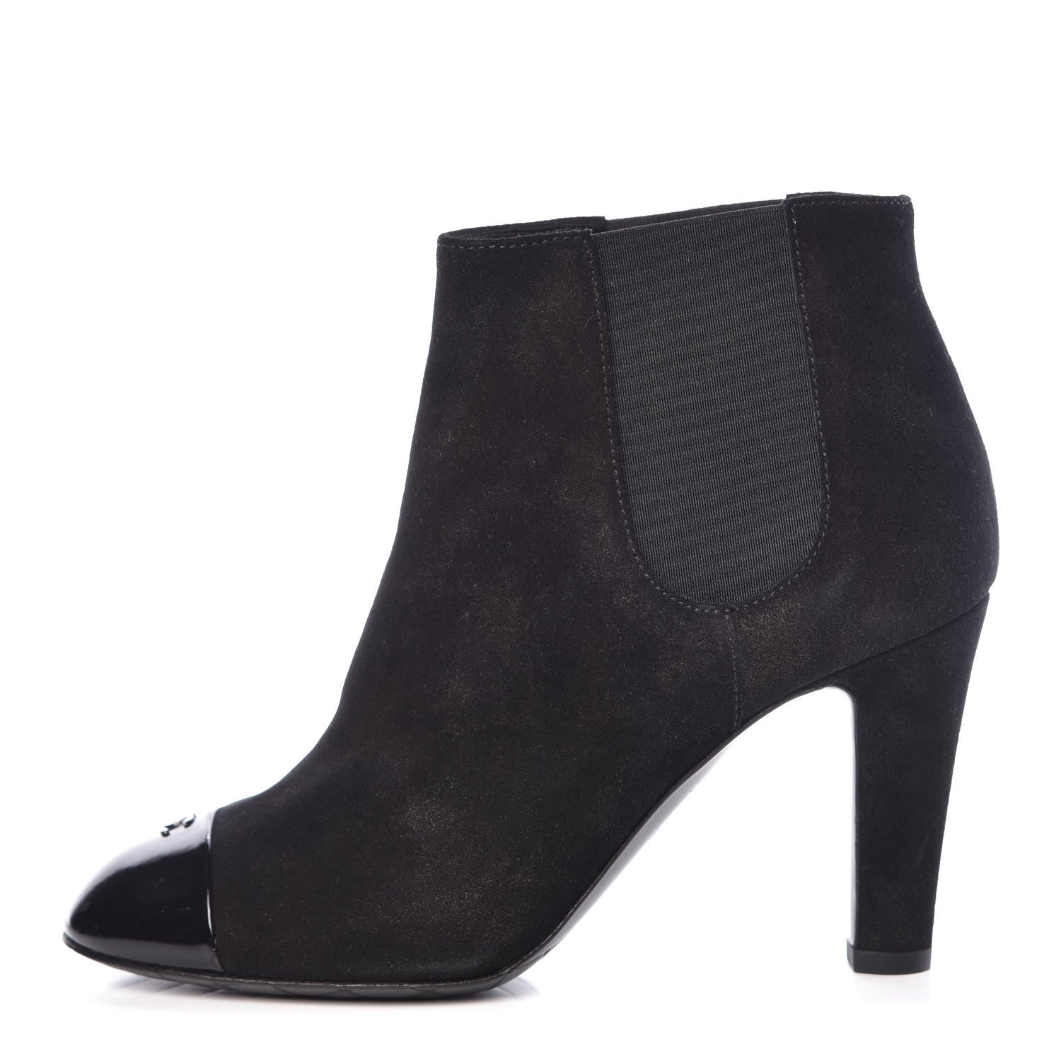 Chanel Suede Patent Cap Toe Short Boots 36 Black 1 of 9