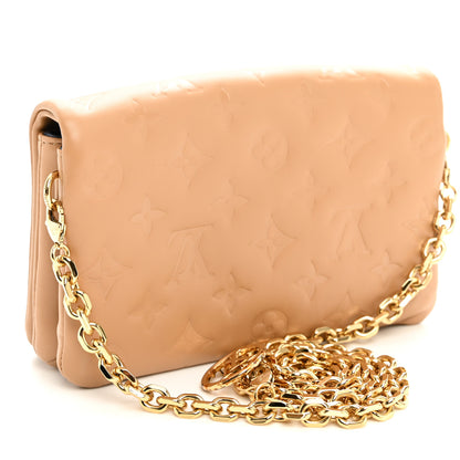 Louis Vuitton Lambskin Embossed Monogram Pochette Coussin Camel 2 of 9